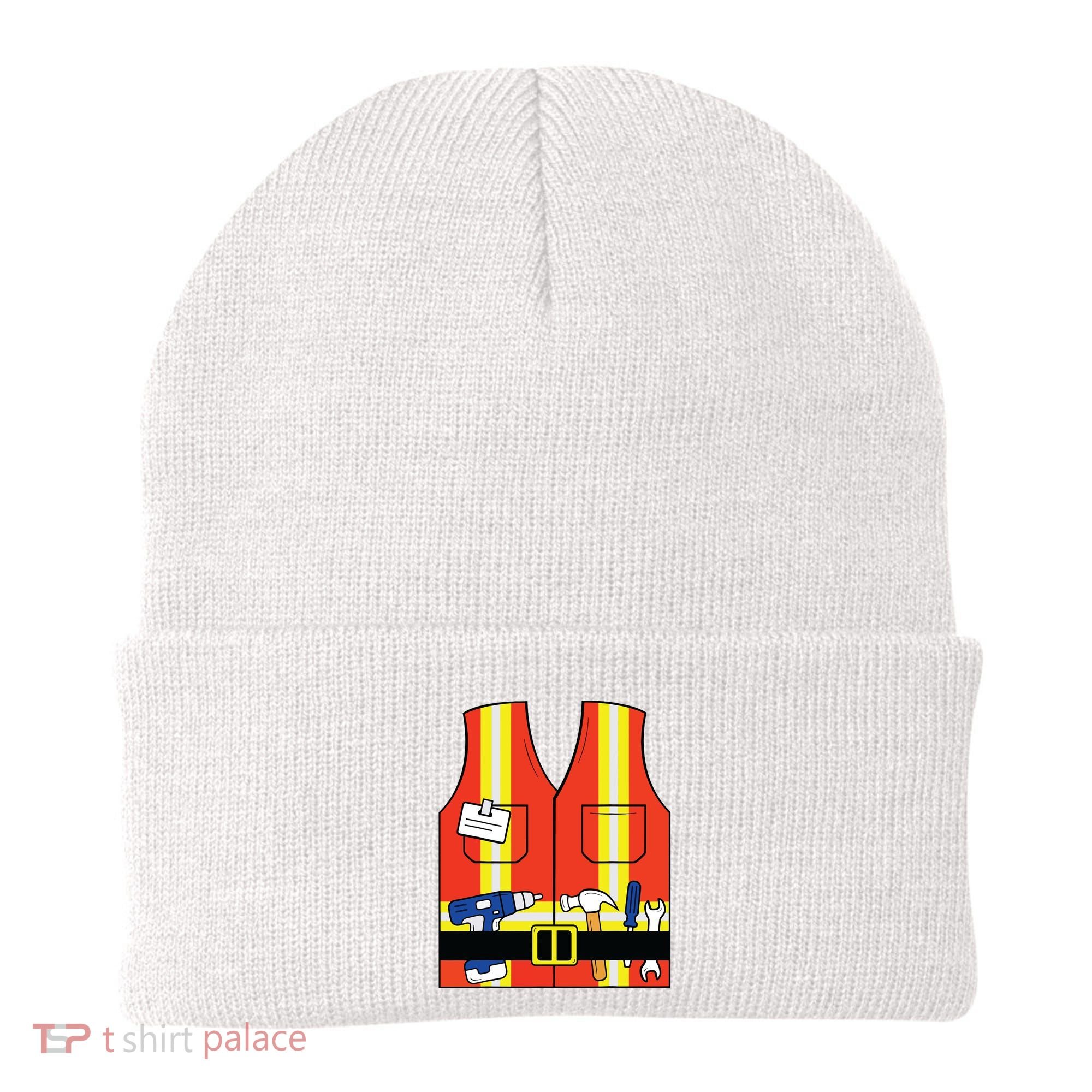 Construction Worker Costume Orange Safety Vest Tools Beanie
