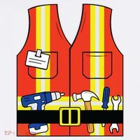 Construction Worker Costume Orange Safety Vest Tools Women's Hoodie thumb 2