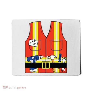 Construction Worker Costume Orange Safety Vest Tools Mousepad