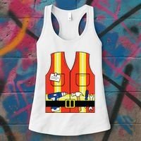Construction Worker Costume Orange Safety Vest Tools Women's Tank Top thumb 3