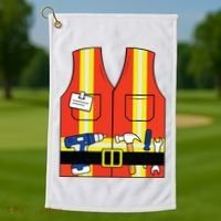 Construction Worker Costume Orange Safety Vest Tools Golf Towel thumb 1