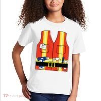 Construction Worker Costume Orange Safety Vest Tools Kids T-Shirt thumb 2