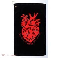 CHD Warrior Congenital Heart Defects Brave With Every A Golf Towel thumb 0