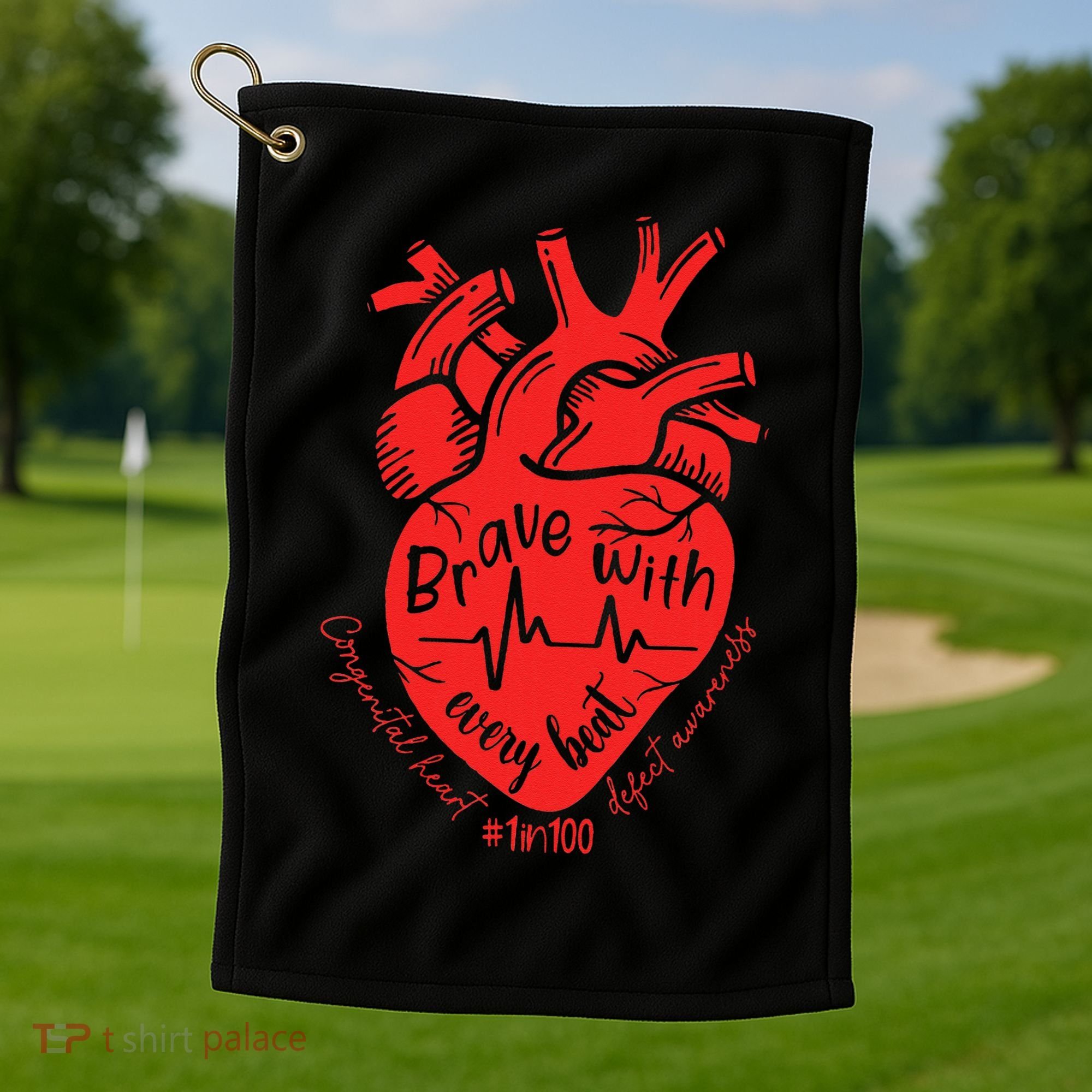 CHD Warrior Congenital Heart Defects Brave With Every A Golf Towel