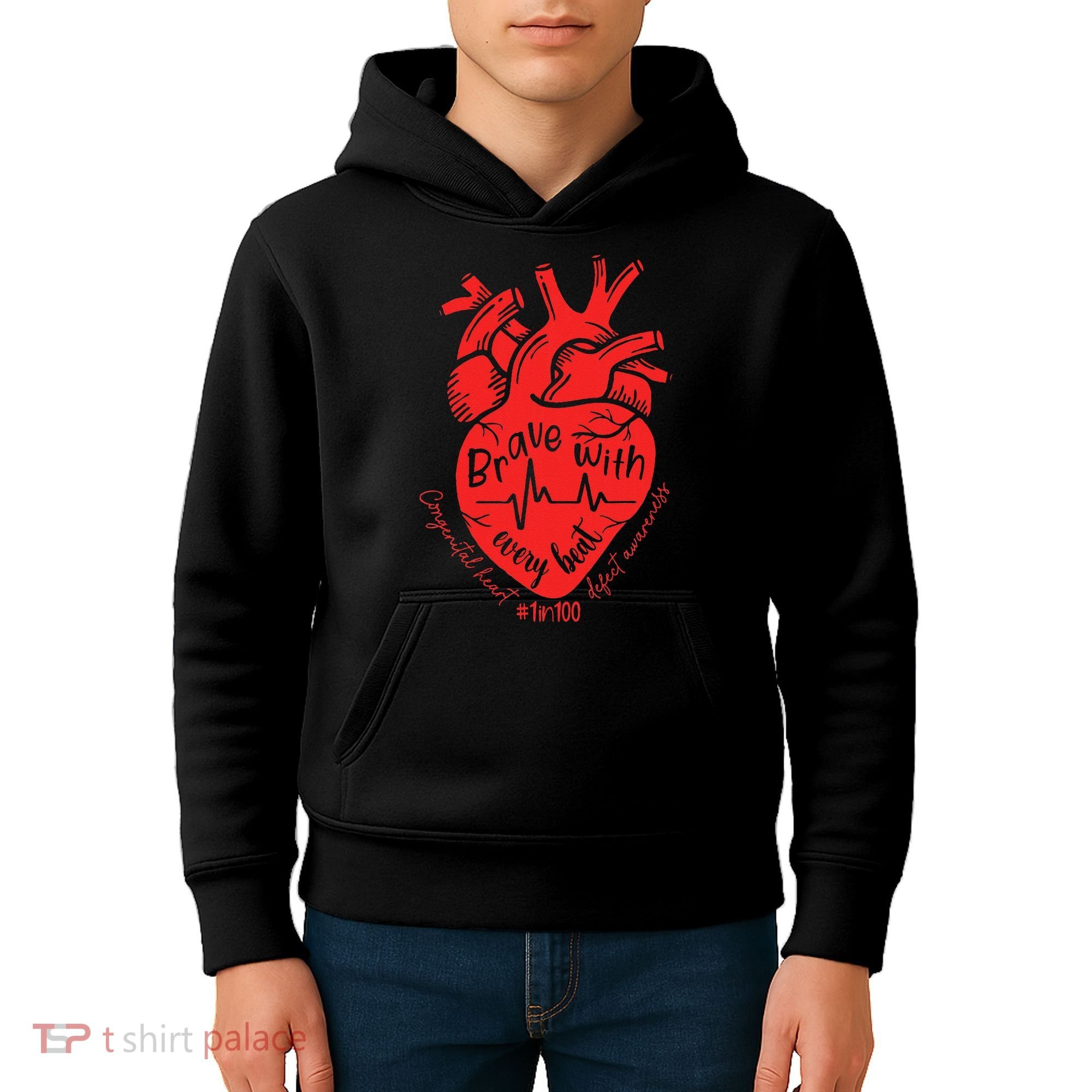 CHD Warrior Congenital Heart Defects Brave With Every A Kids Hoodie