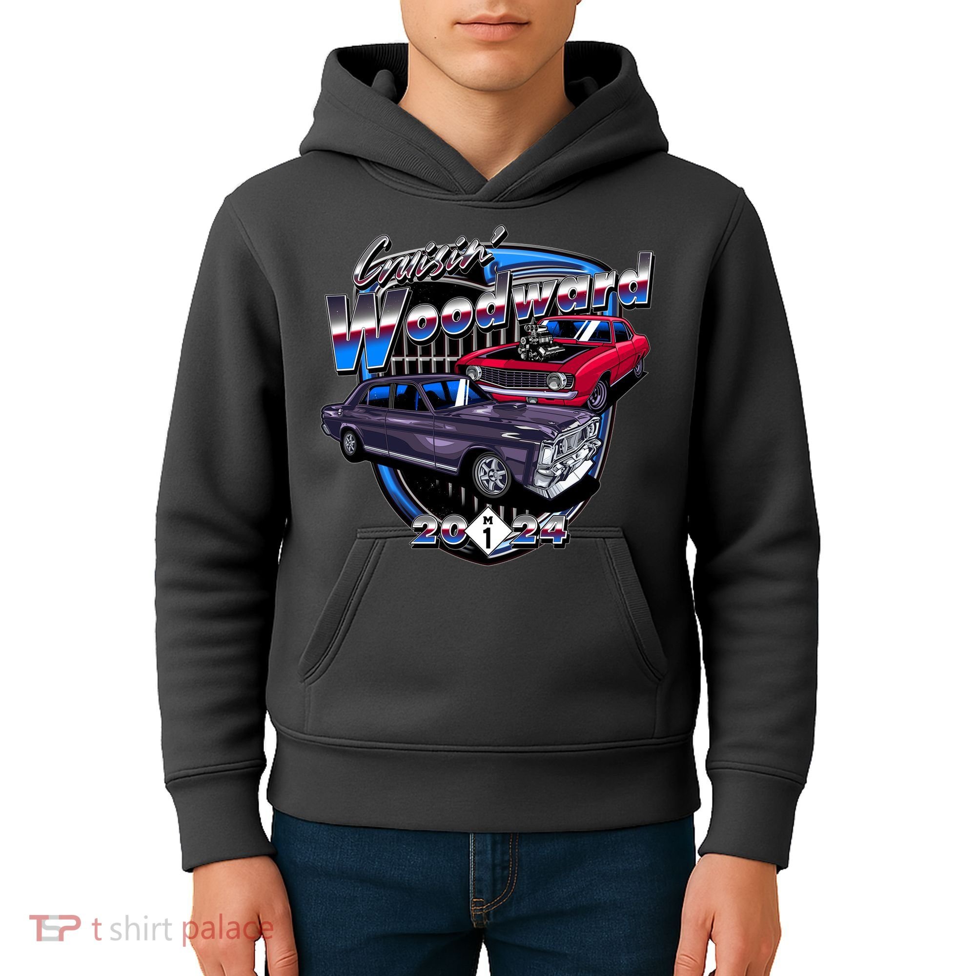 Cruisin Woodward Classic Cars 2024 Kids Hoodie