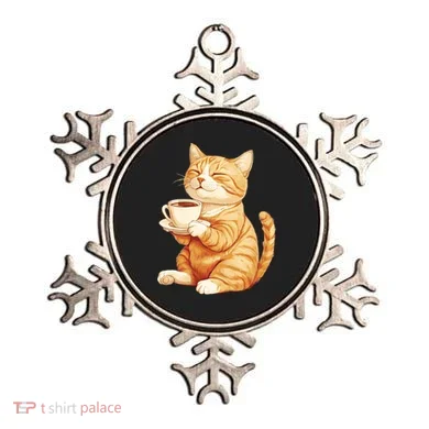 Cat With Coffee Cute Cat Lover  Ornament