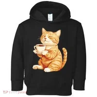 Cat With Coffee Cute Cat Lover  Toddler Hoodie thumb 0