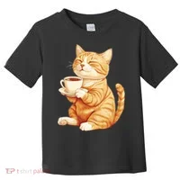 Cat With Coffee Cute Cat Lover  Toddler T-Shirt thumb 0