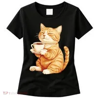 Cat With Coffee Cute Cat Lover  Women's T-Shirt thumb 0