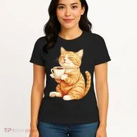 Cat With Coffee Cute Cat Lover  Women's T-Shirt thumb 4