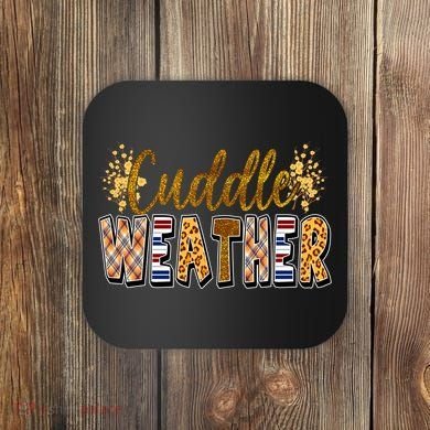 Cuddle Weather Cute Fall Pattern Coaster
