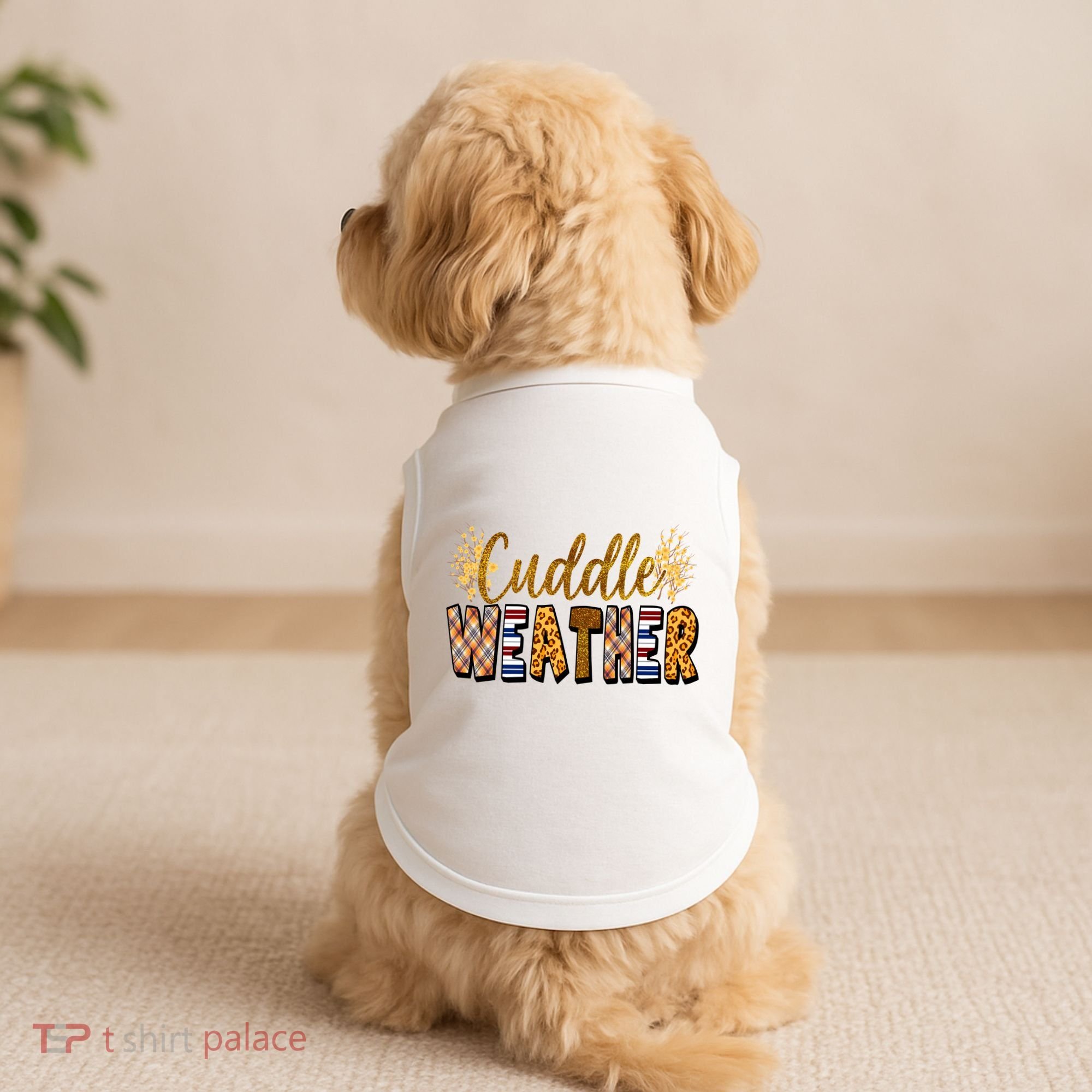 Cuddle Weather Cute Fall Pattern Doggie Tank