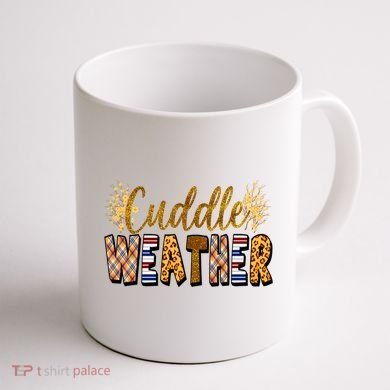 Cuddle Weather Cute Fall Pattern Coffee Mug back