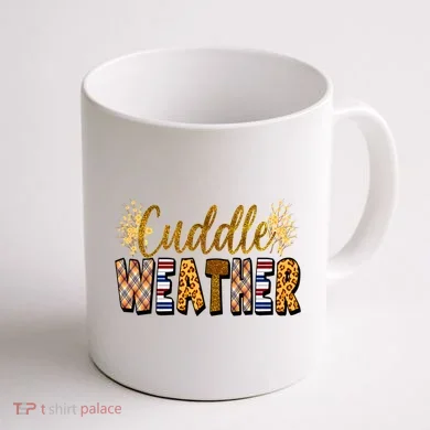 Cuddle Weather Cute Fall Pattern Coffee Mug back