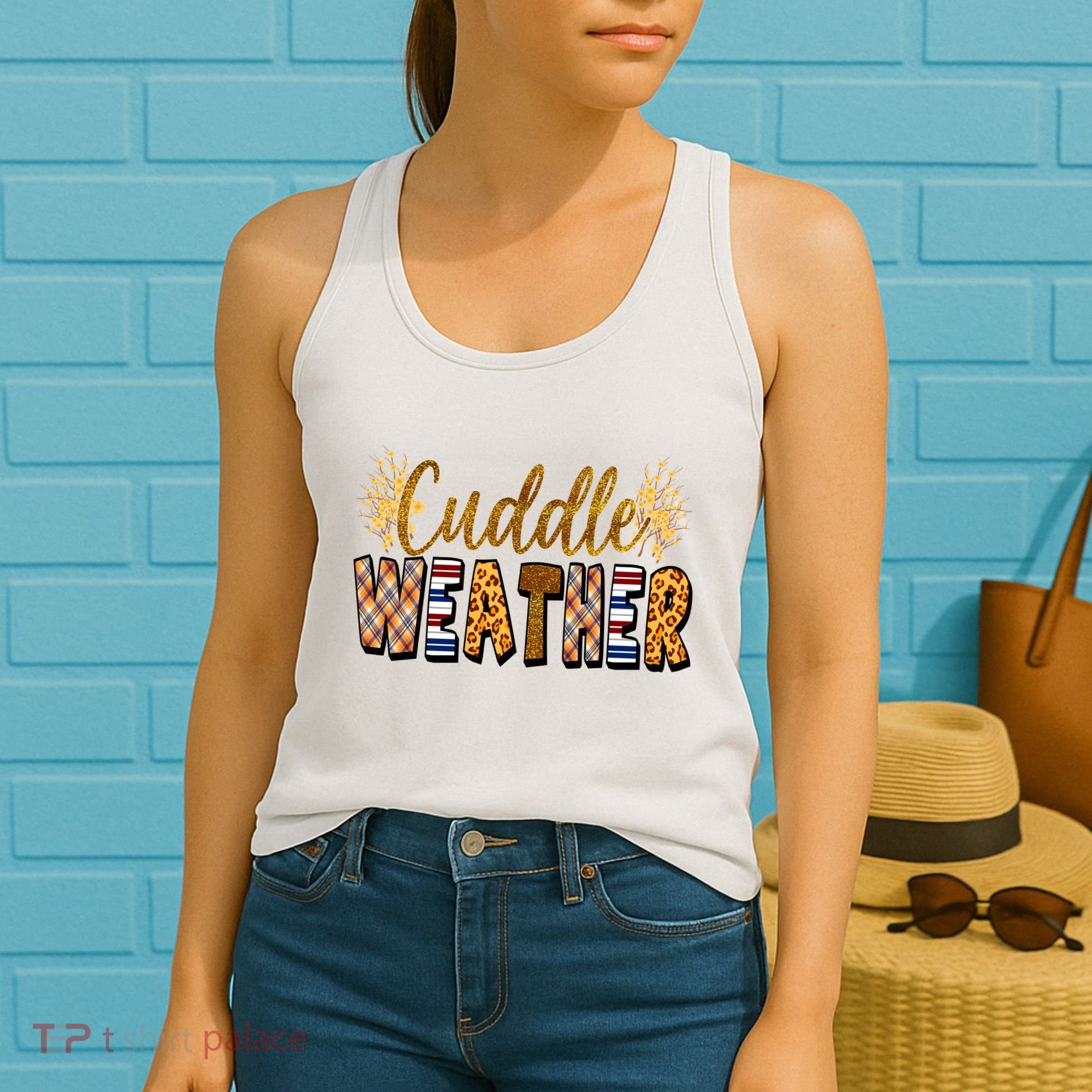 Cuddle Weather Cute Fall Pattern Women's Tank Top