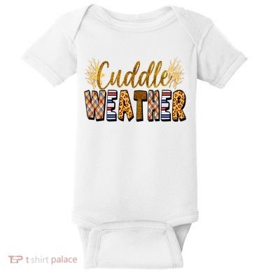 Cuddle Weather Cute Fall Pattern Baby Bodysuit