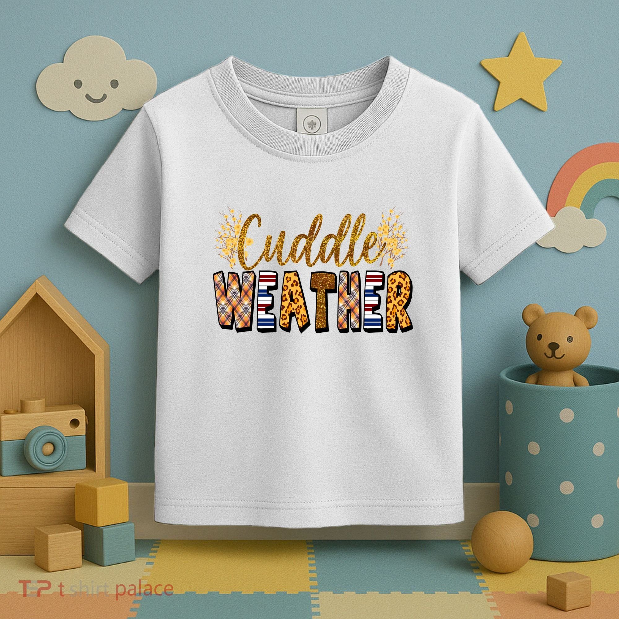 Cuddle Weather Cute Fall Pattern Toddler T-Shirt