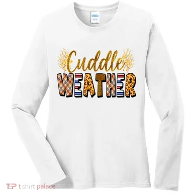Cuddle Weather Cute Fall Pattern Women's Long Sleeve Shirt