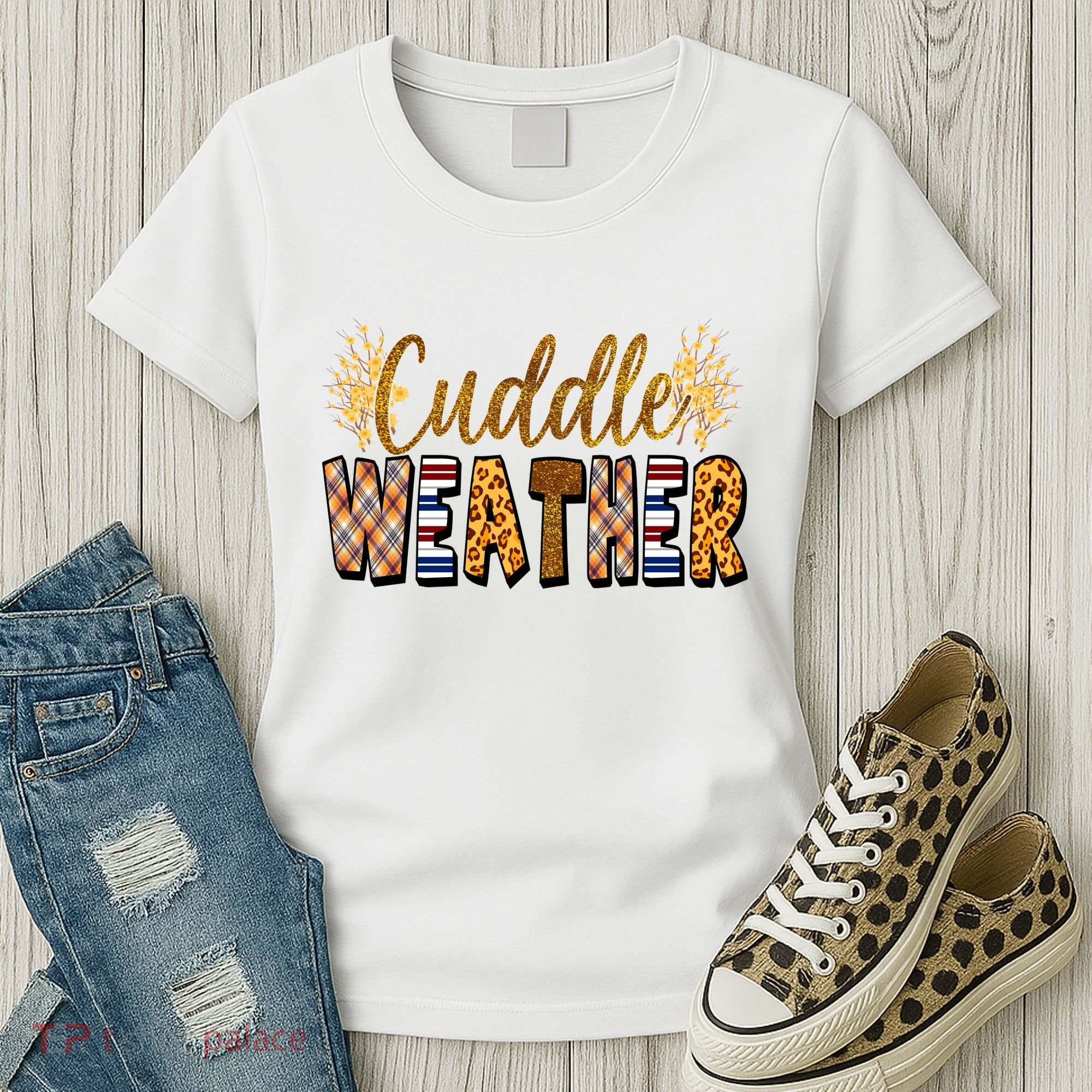 Cuddle Weather Cute Fall Pattern Women's T-Shirt
