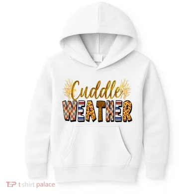 Cuddle Weather Cute Fall Pattern Kids Hoodie