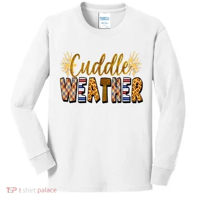Cuddle Weather Cute Fall Pattern Kids Long Sleeve Shirt