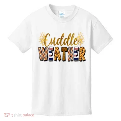 Cuddle Weather Cute Fall Pattern Kids T-Shirt