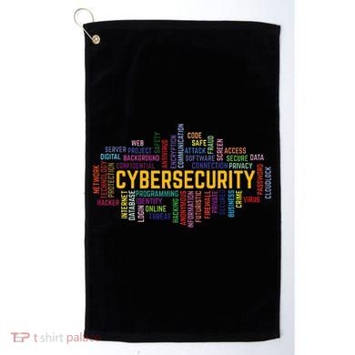 Cybersecurity Word Cloud Cyber Security Gift Cybersecurity Golf Towel