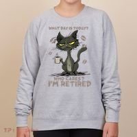 Cat What Day Is Today Who Cares I‘m Retired Women's Sweatshirt thumb 0
