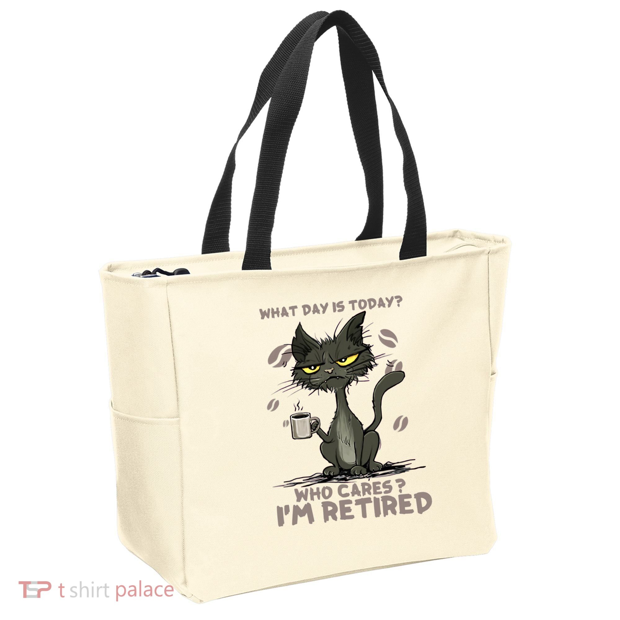 Cat What Day Is Today Who Cares I‘m Retired Tote Bag