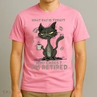 Cat What Day Is Today Who Cares I‘m Retired T-Shirt thumb 3