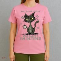Cat What Day Is Today Who Cares I‘m Retired T-Shirt thumb 4