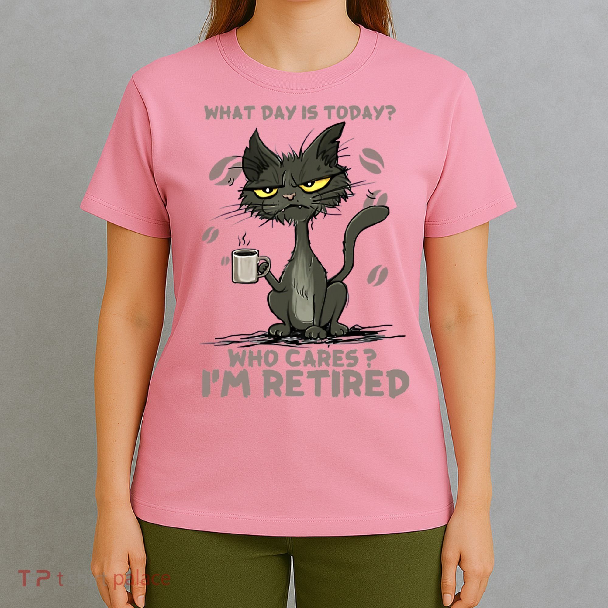 Cat What Day Is Today Who Cares I‘m Retired T-Shirt