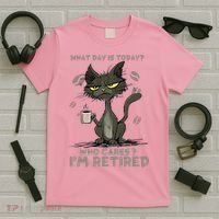 Cat What Day Is Today Who Cares I‘m Retired T-Shirt thumb 5