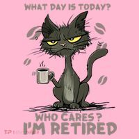 Cat What Day Is Today Who Cares I‘m Retired Button thumb 1