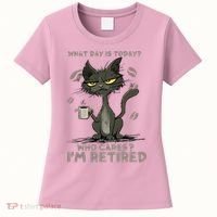 Cat What Day Is Today Who Cares I‘m Retired Women's T-Shirt thumb 0