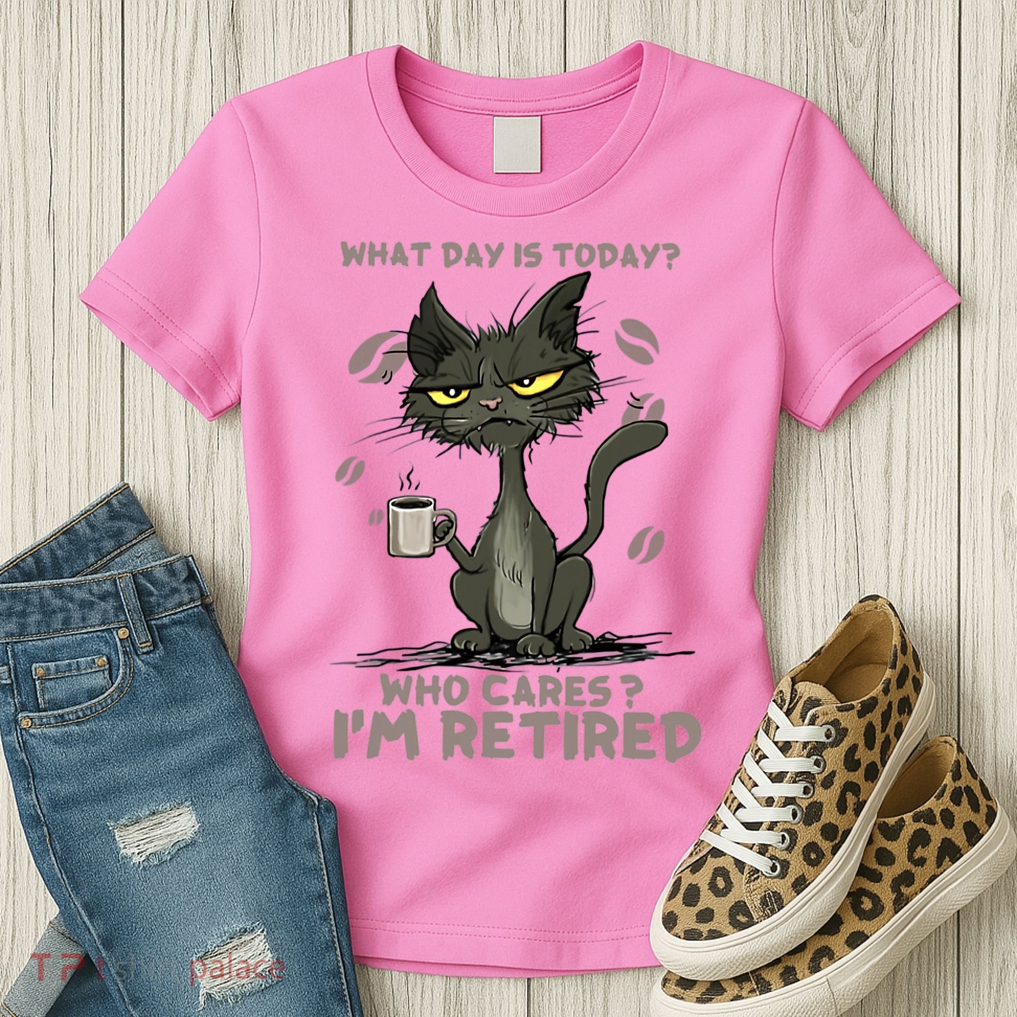 Cat What Day Is Today Who Cares I‘m Retired Women's T-Shirt