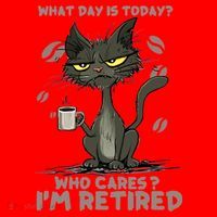 Cat What Day Is Today Who Cares I‘m Retired Santa Hat thumb 1