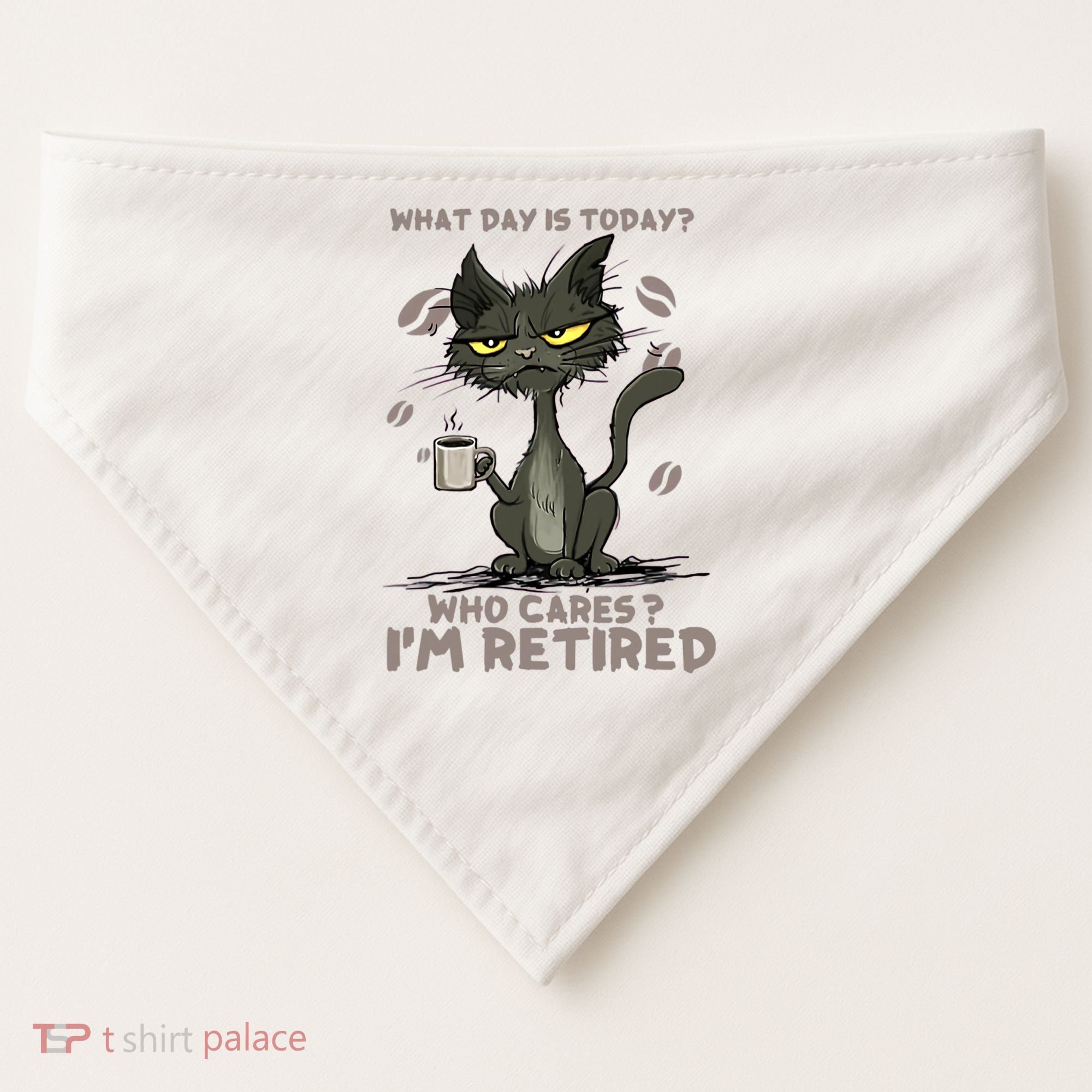 Cat What Day Is Today Who Cares I‘m Retired USA-Made Doggie Bandana