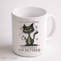 Cat What Day Is Today Who Cares I‘m Retired Coffee Mug thumb 1