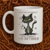 Cat What Day Is Today Who Cares I‘m Retired Coffee Mug thumb 2