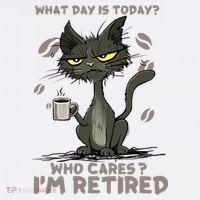 Cat What Day Is Today Who Cares I‘m Retired Women's Hoodie thumb 2