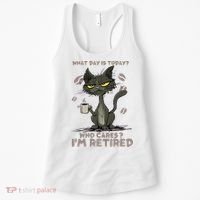 Cat What Day Is Today Who Cares I‘m Retired Women's Tank Top thumb 0