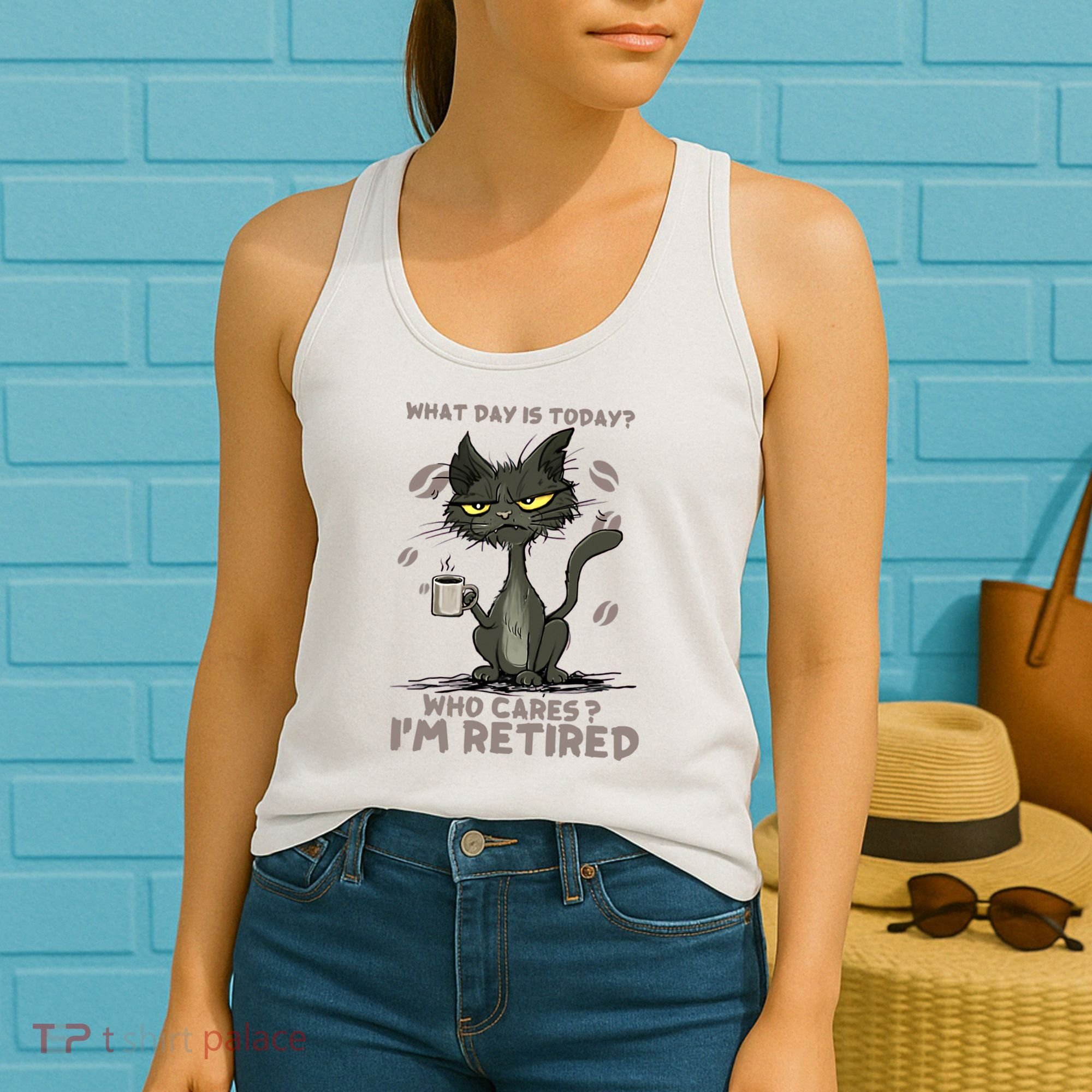 Cat What Day Is Today Who Cares I‘m Retired Women's Tank Top