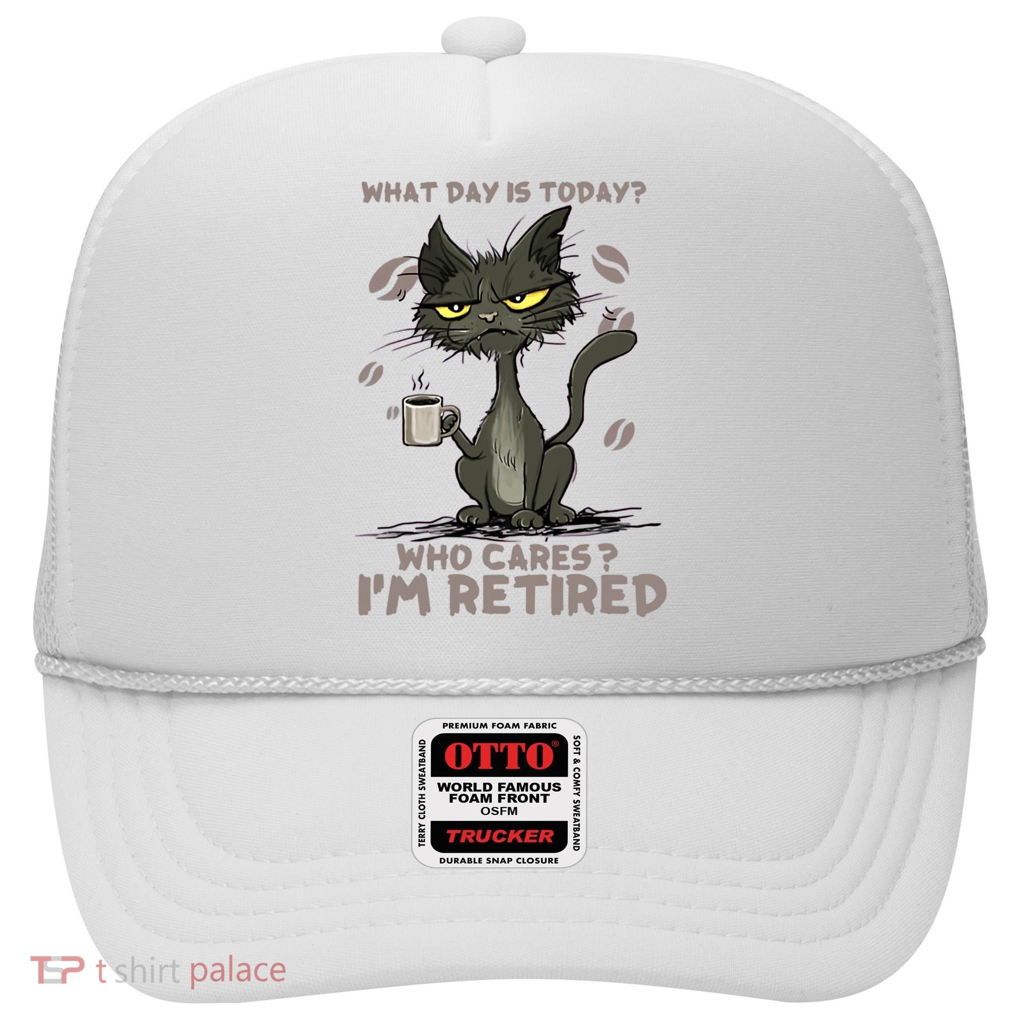 Cat What Day Is Today Who Cares I‘m Retired Hat