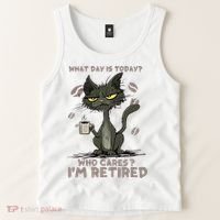 Cat What Day Is Today Who Cares I‘m Retired Tank Top thumb 2