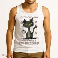 Cat What Day Is Today Who Cares I‘m Retired Tank Top thumb 3