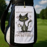 Cat What Day Is Today Who Cares I‘m Retired Golf Towel thumb 2