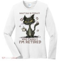 Cat What Day Is Today Who Cares I‘m Retired Women's Long Sleeve Shirt thumb 0