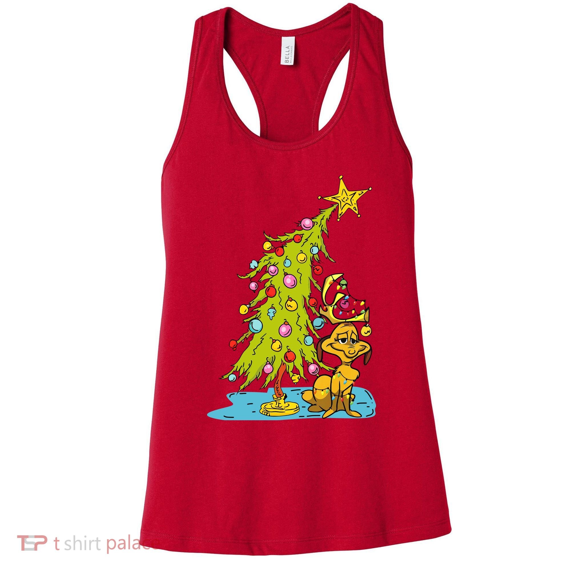 Christmas With Dog Max And Whoville Tree Dog Christmas Lights Women's Tank Top